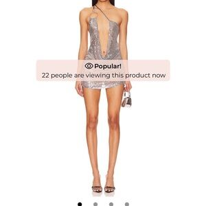 Jaded London Silver Sequin Plunge Mini Dress